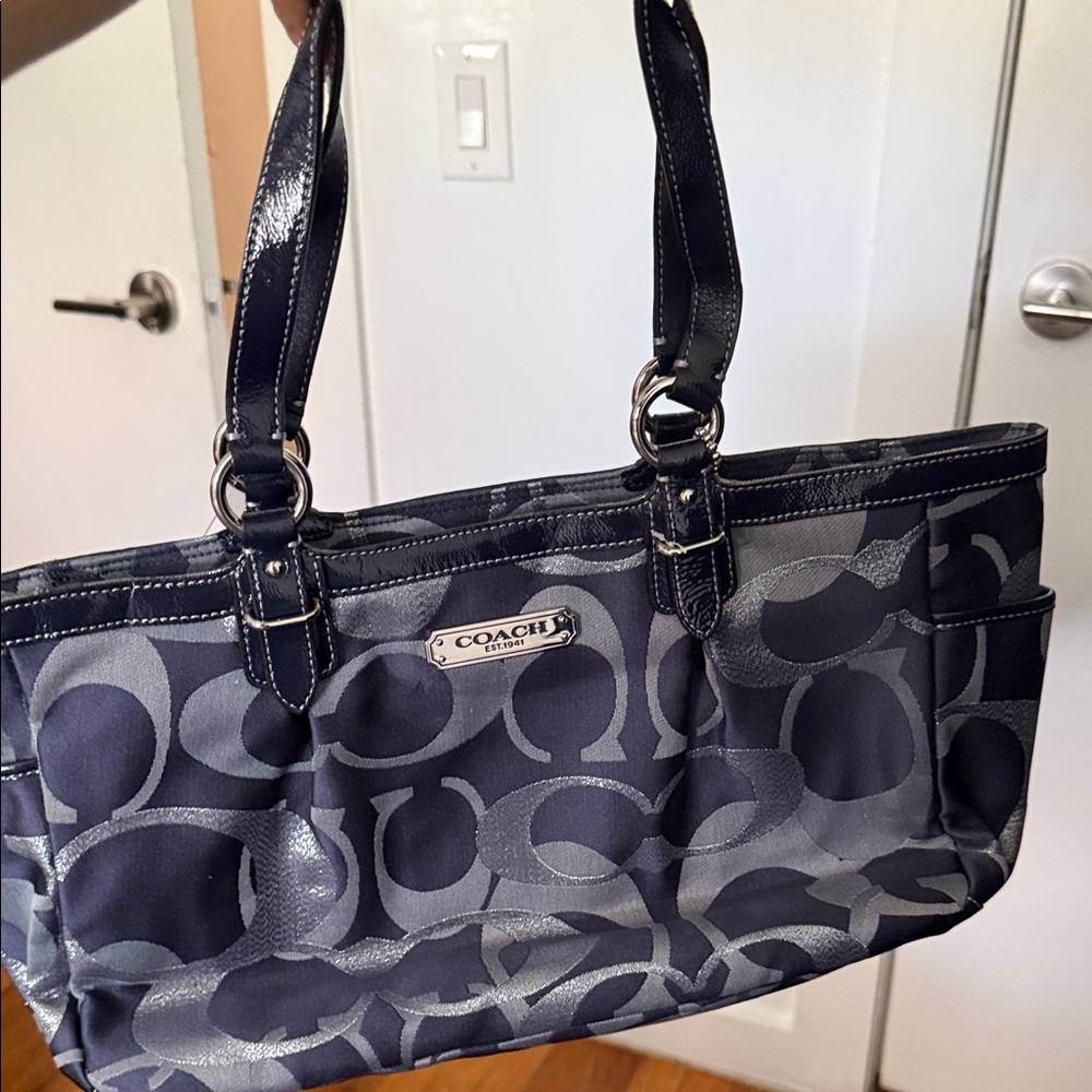 NWT COACH Gal Opt Met Signature Tote,shoulder bag size Medium 3H00066983 Blue - Picture 6 of 16